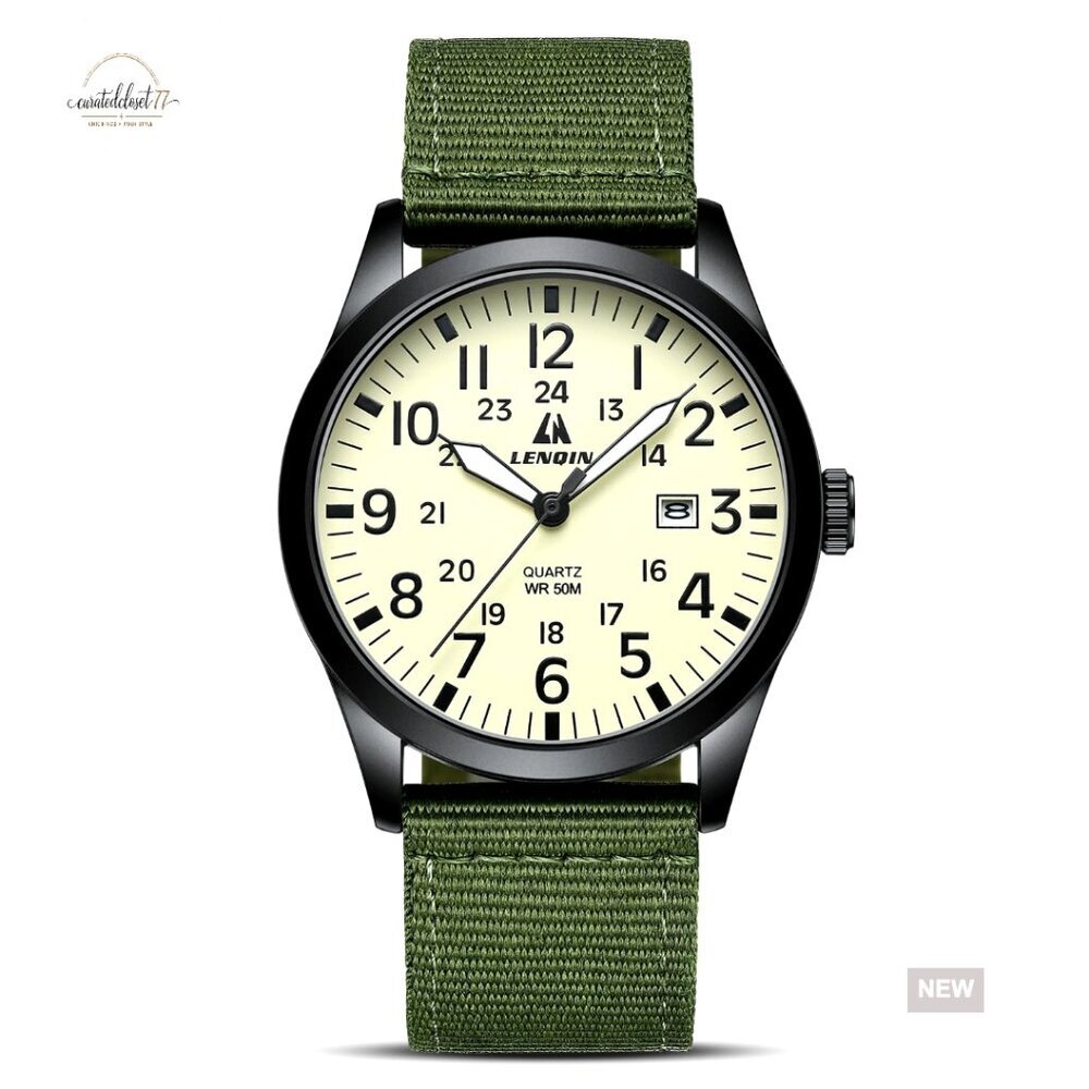 Military Sport Analog Quartz Watch with Luminous Dial and Nylon Strap
